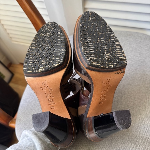 Marni Oxford Lace Up Block Heel Brown Leather 38 - Picture 6 of 8